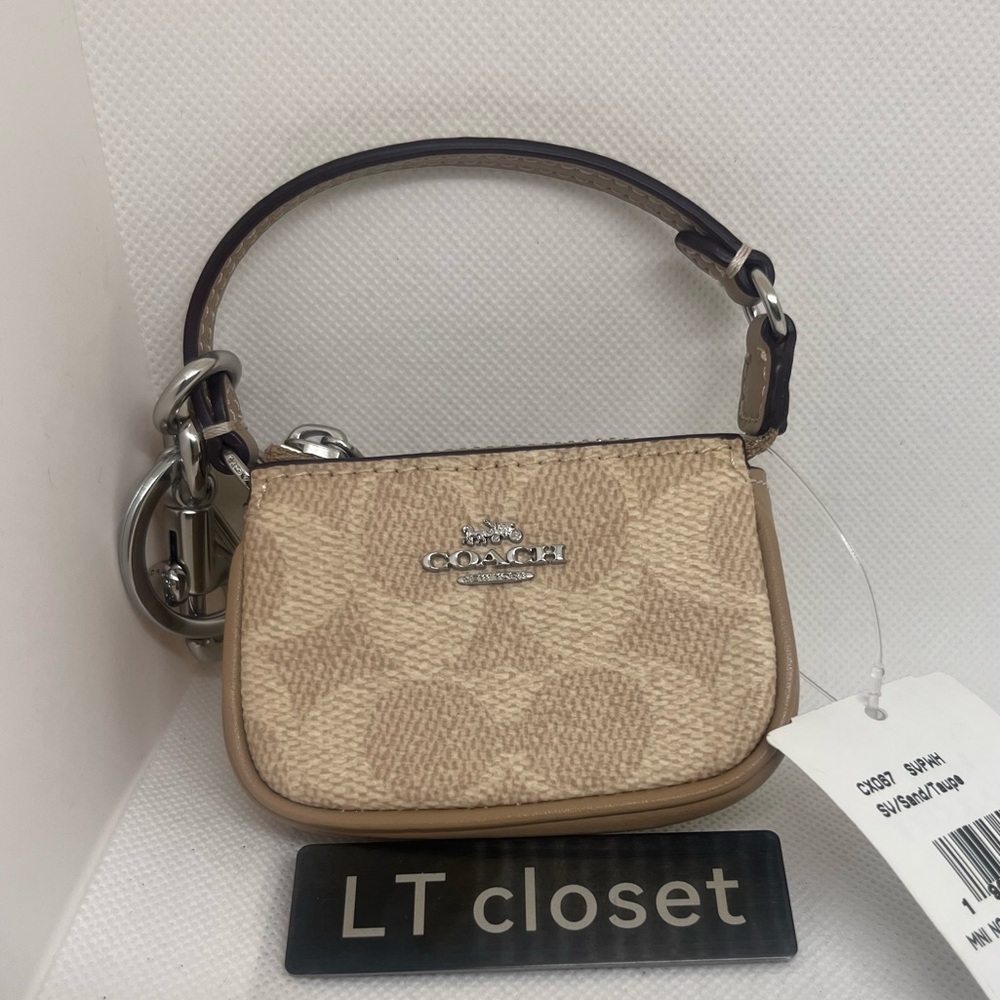 Coach Mini Nolita Bag Charm Signature Canvas NEW - Picture 2 of 4